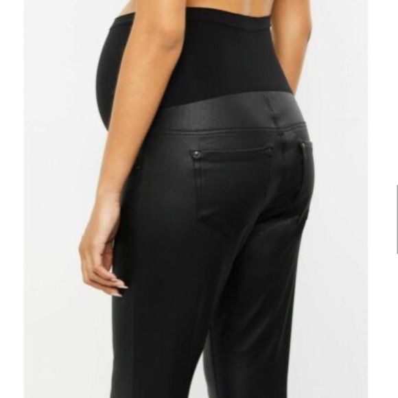 Motherhood Maternity Indigo Blue Coated Skinny Leg Ankle Jeans Black Lar… - Picture 3 of 10